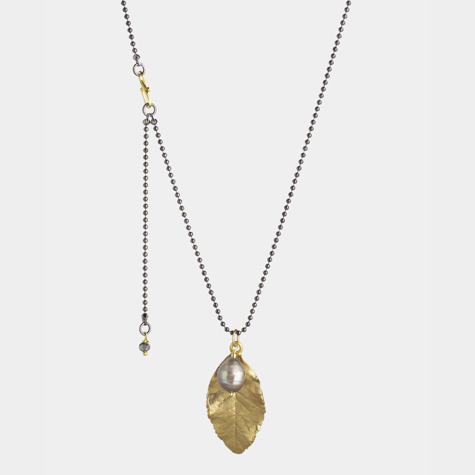 Golden Leaf with Blue Pearl